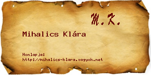 Mihalics Klára névjegykártya