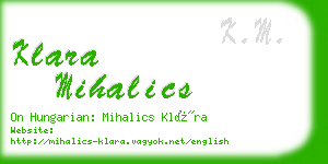 klara mihalics business card